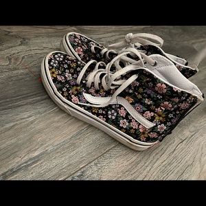 Girls size 2 floral high top vans